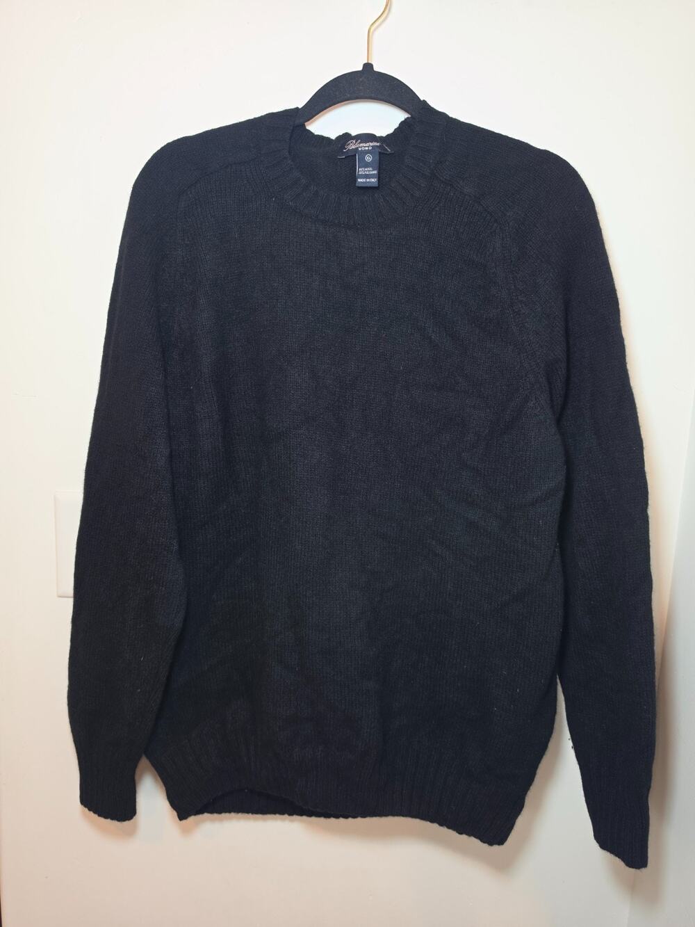 Blumarine Uomo Italian Wool Sweater Mens XL Black Crewneck